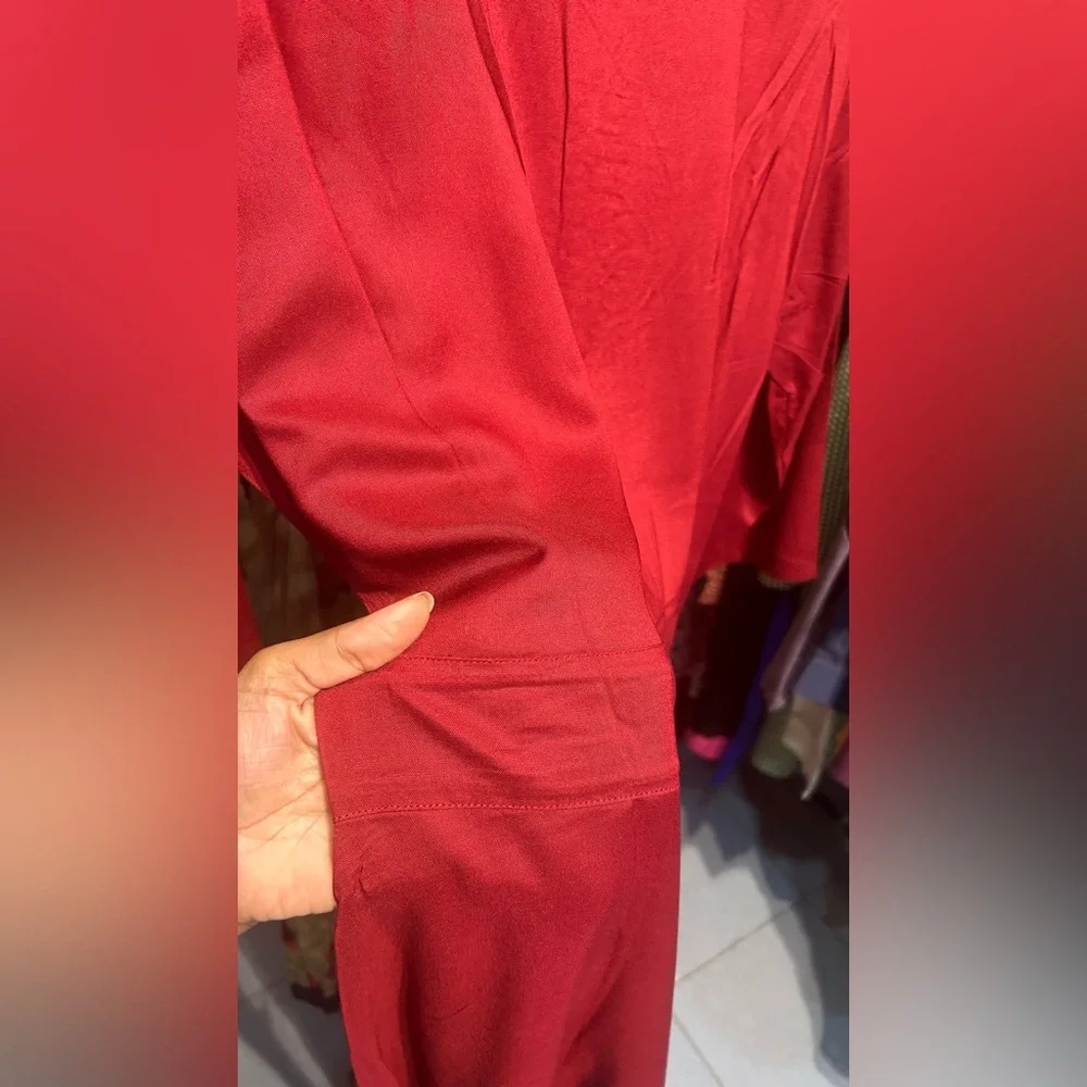 Embroidery kurta wine- colour Reyon - Picture 8 of 11